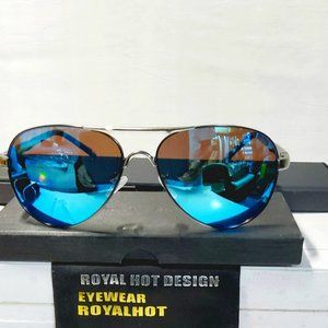 Unisex Aviator Sunglasses 60mm Polarized Blue reflective 100%UV Metal Frame